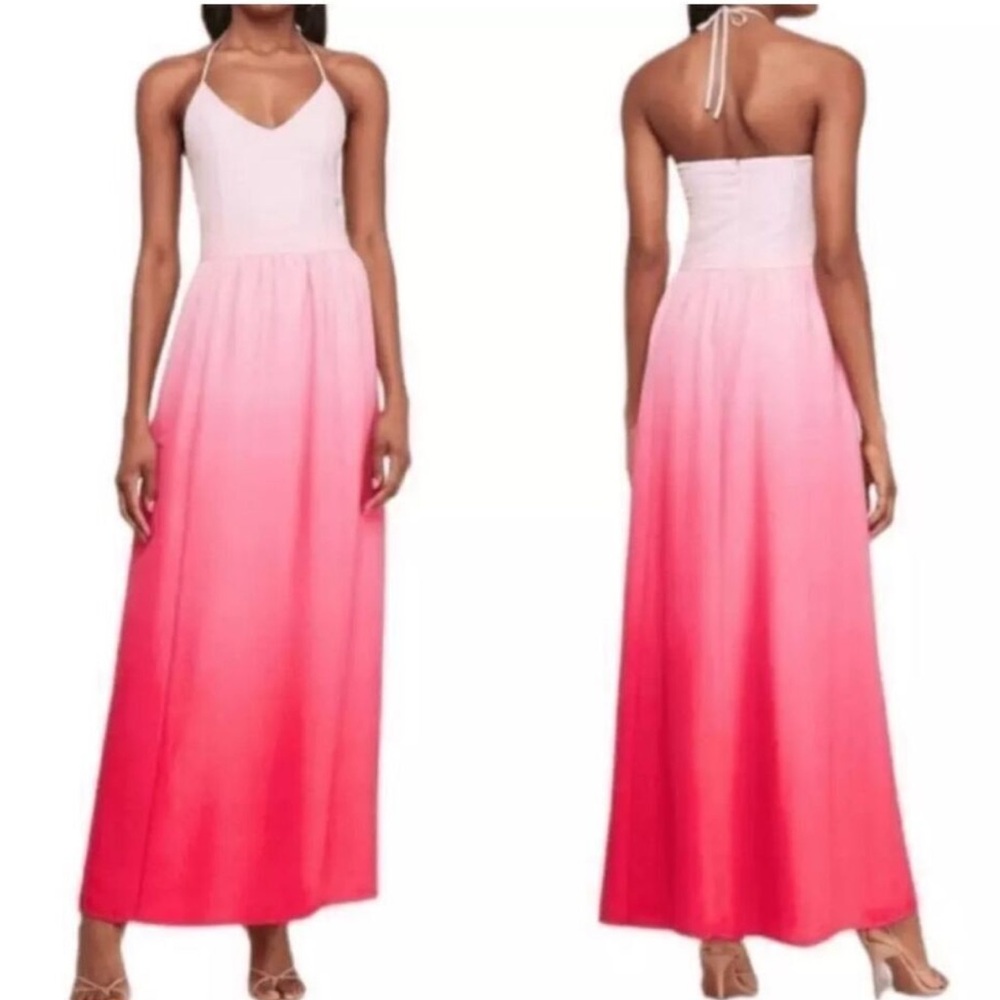 EXPRESS Pink Ombre Backless Maxi Dress Romantic Statement Dress | XS | NWT